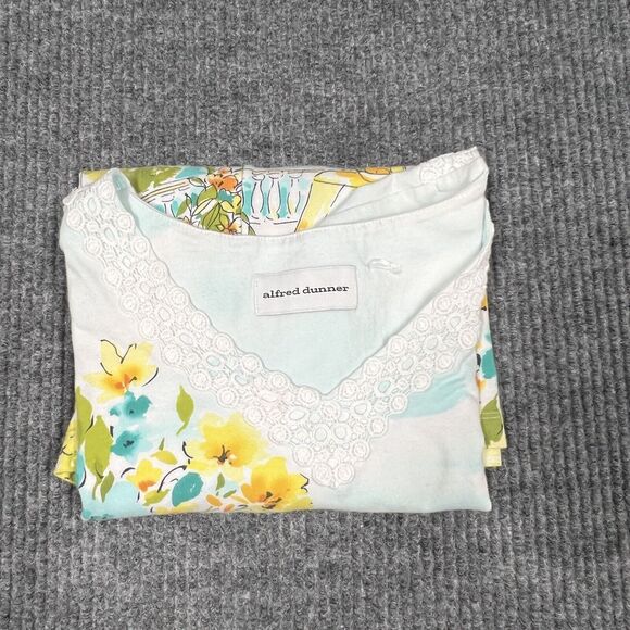ALFRED DUNNER Shirt Women XL Scenic Lace Knit Top Beach Vacation 3/4 Sleeve READ - Picture 11 of 14